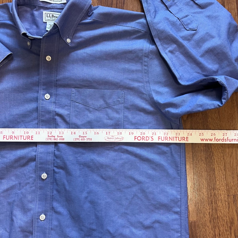 LL Bean Men's shirt 16 35 Blue LS wrinkle Resistant Button Down Long Sleeve‎ - Picture 11 of 14